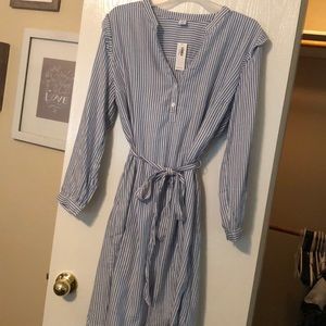 Blue and white striped dress NWT
